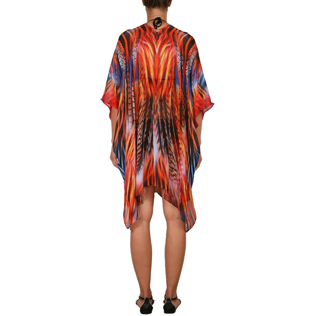 Feather Burst Short Maxi Caftan