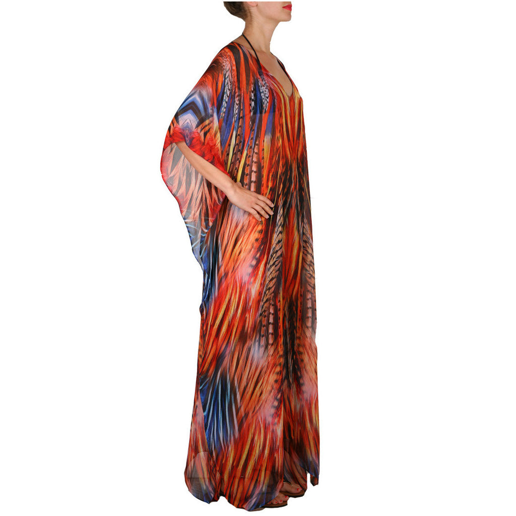 Feather Burst Maxi Poncho Caftan