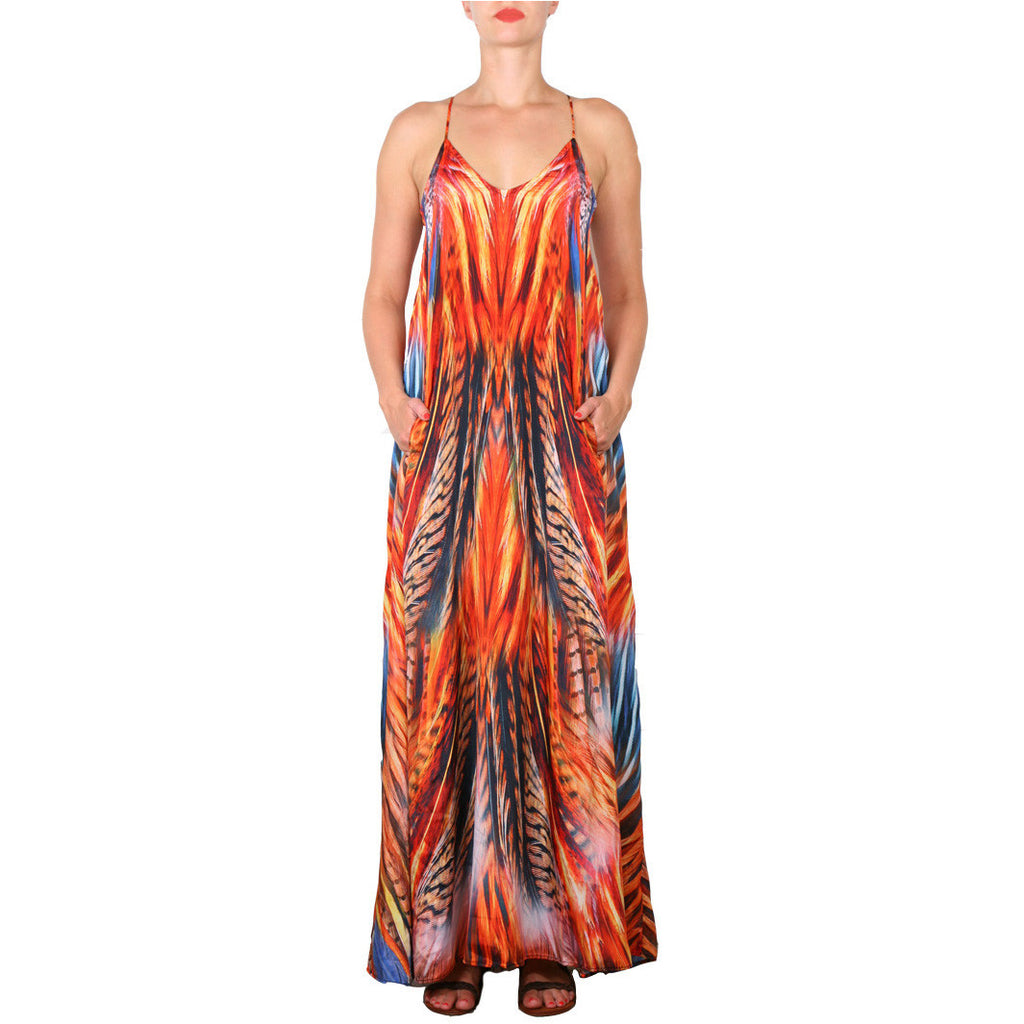 Feather Burst Maxi Pocket Dress
