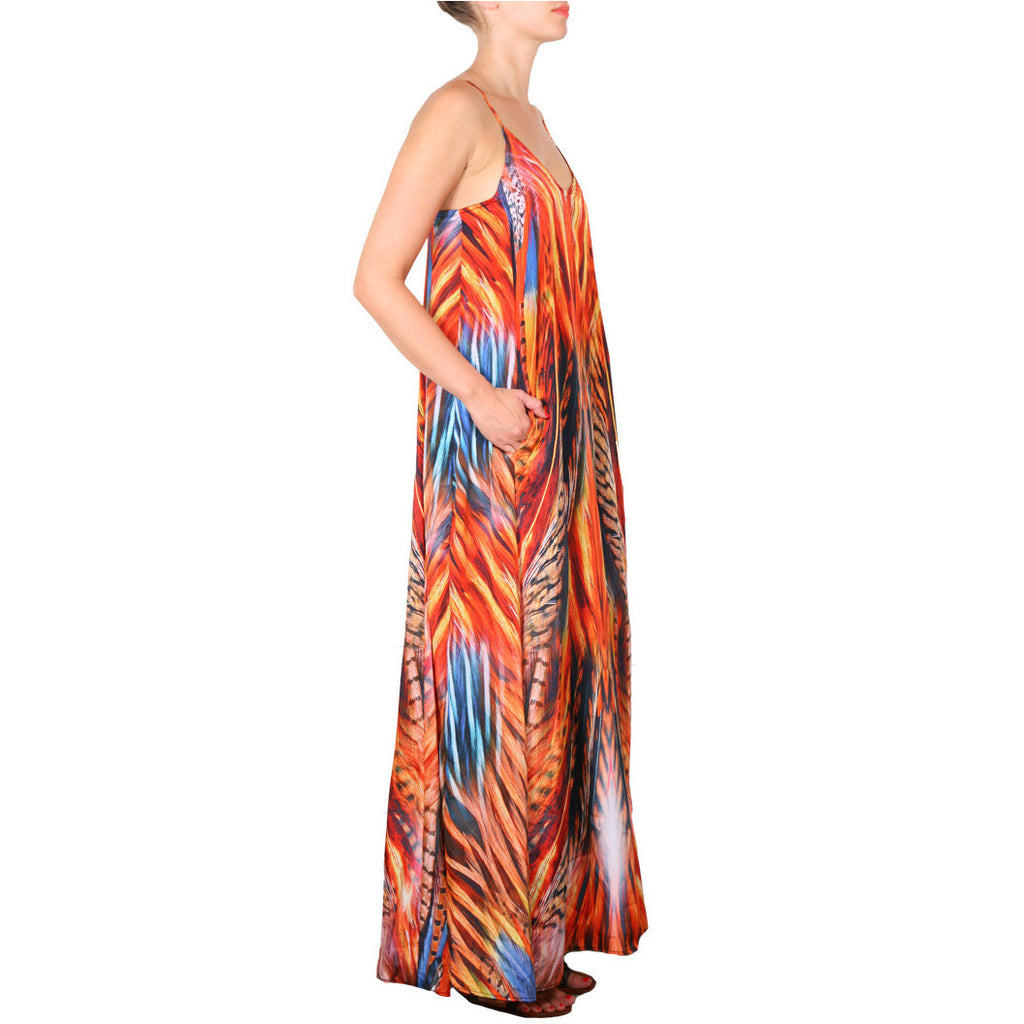 Feather Burst Maxi Pocket Dress