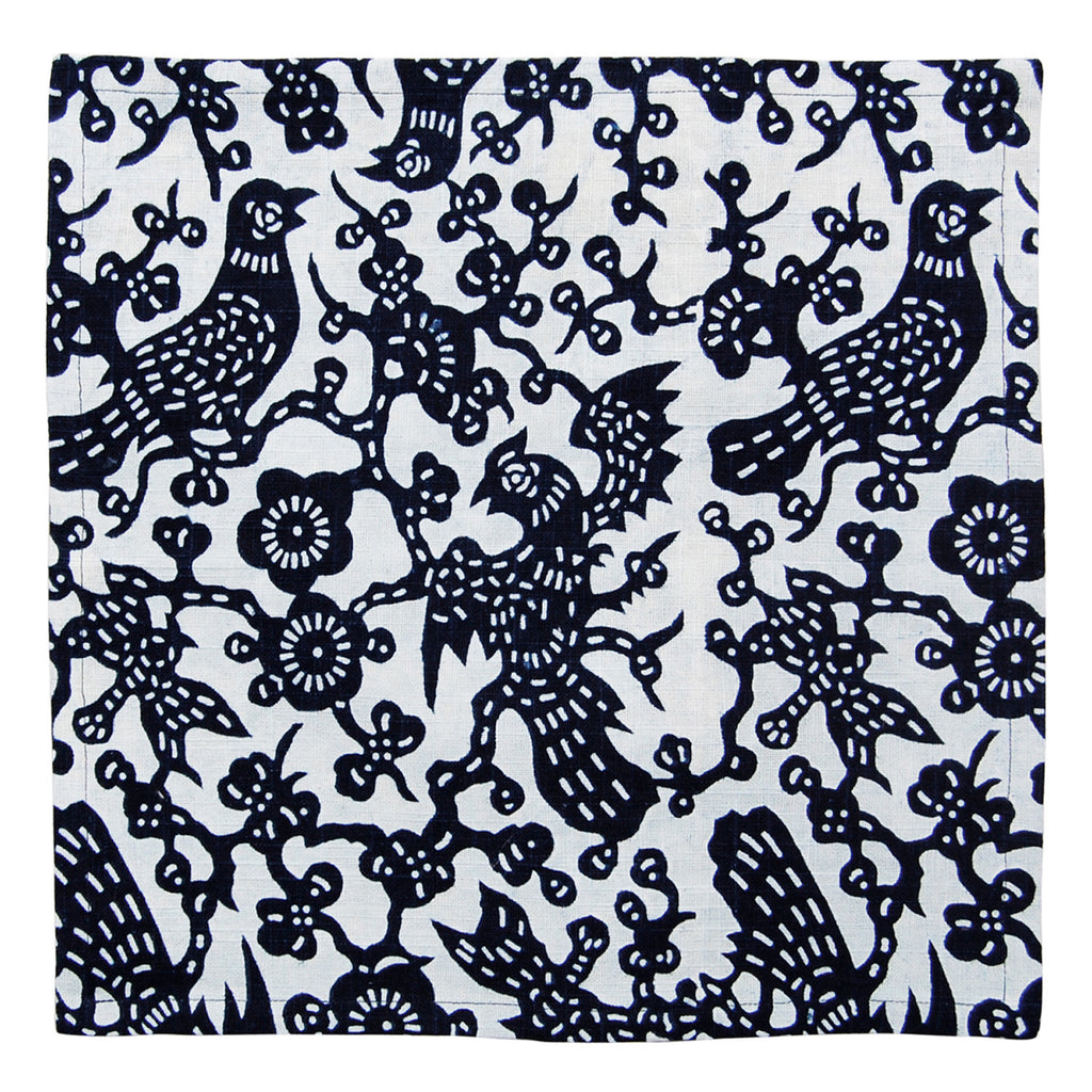 Indigo Hand-dyed Chickadee Napkin Set