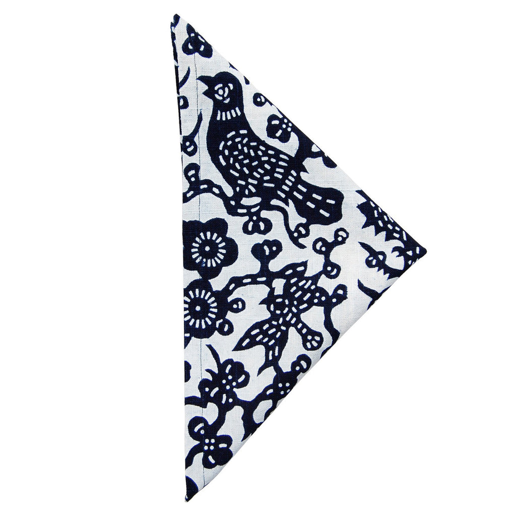 Indigo Hand-dyed Chickadee Napkin Set