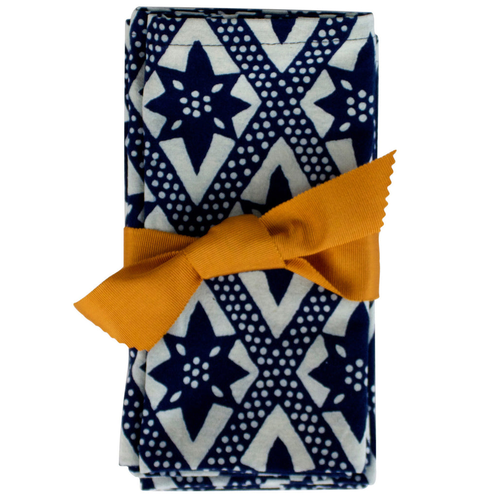 Indigo Hand-dyed Cotton On The Fence Napkin Set