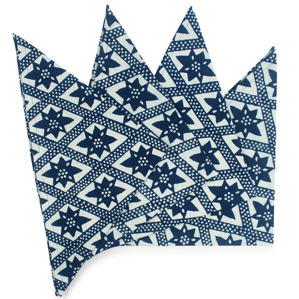 Indigo Hand-dyed Cotton On The Fence Napkin Set