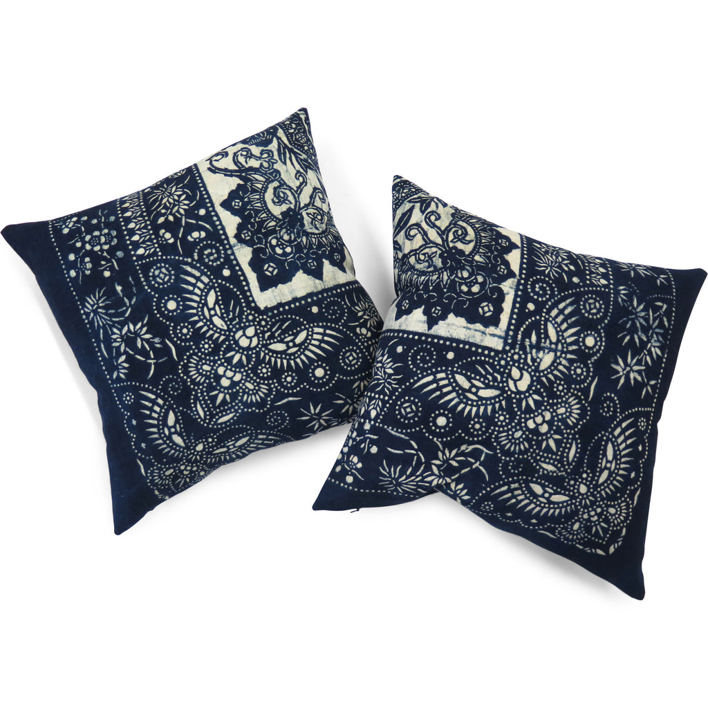 Vintage Indigo Cotton Wrapping Cloth Pillow