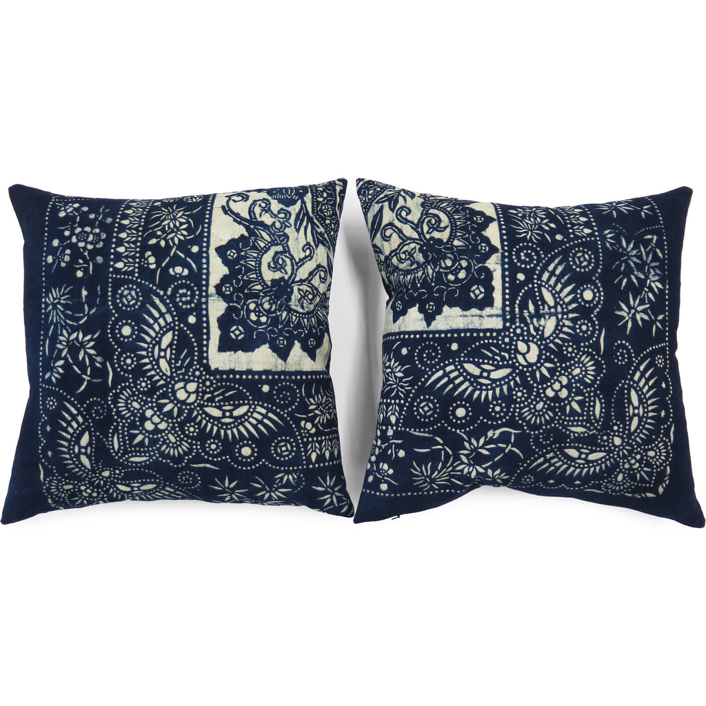 Vintage Indigo Cotton Wrapping Cloth Pillow