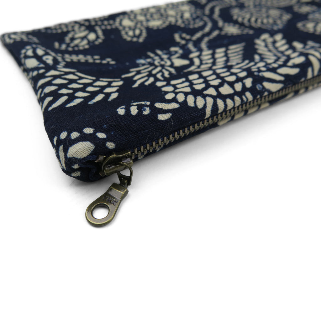 Vintage Indigo Hand-dyed Cotton Phoenix Pouch