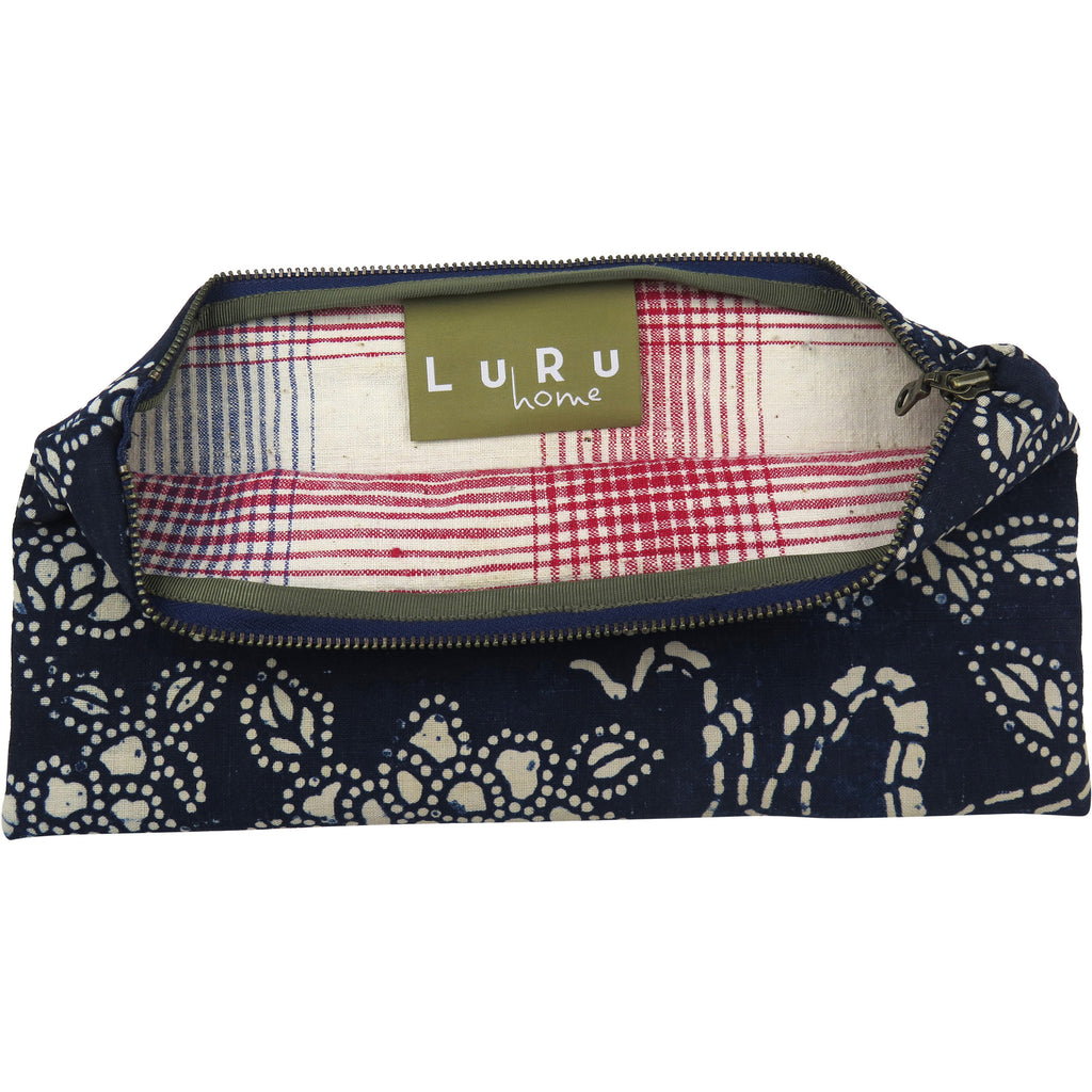 Vintage Indigo Hand-dyed Cotton Phoenix Pouch