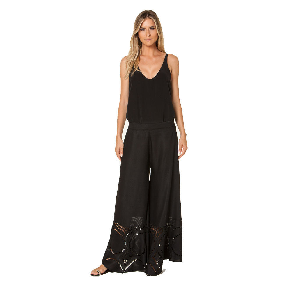 Sld Black Peggy Emb Pant