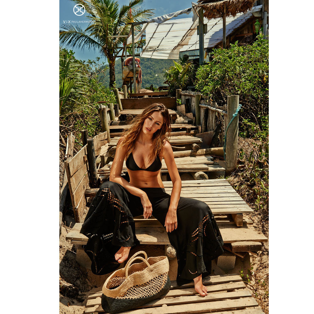 Sld Black Peggy Emb Pant