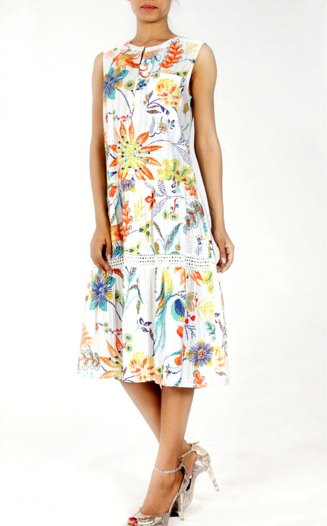 White Garden Cotton Tiger Dress