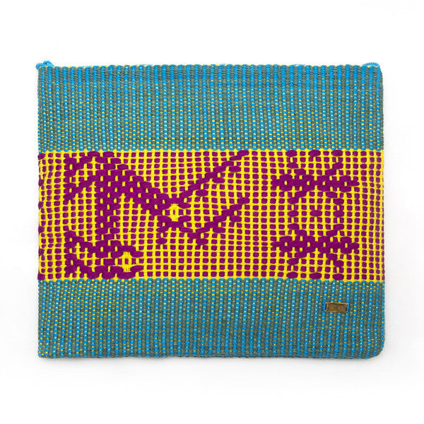 Embroidered Blue Miya Clutch