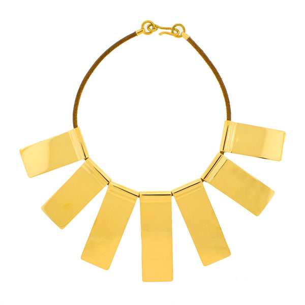 Gold Plated Bronze Plaque Necklace