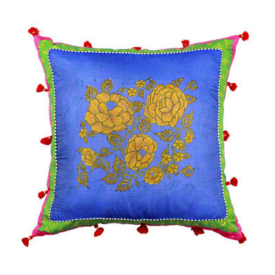 Royal Blue Floral Cushion