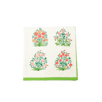 Green Mughal Flower Table Cloth and Napkin Set