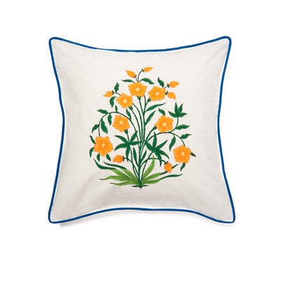 Peach Mughal Flower Cushion Cover