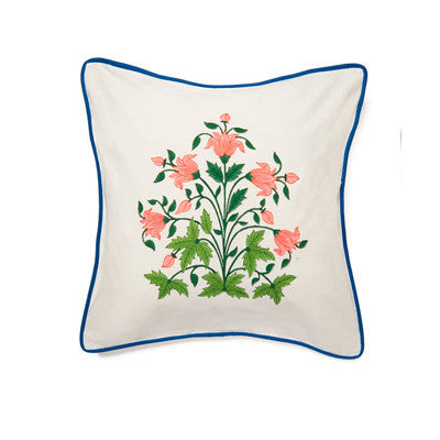 Pink Mughal Flower Cushion Cover