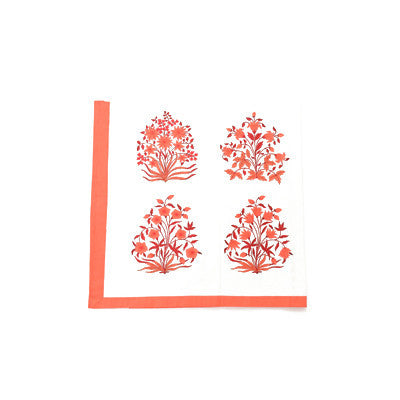 Red Mughal Flower Table Cloth and Napkin Set