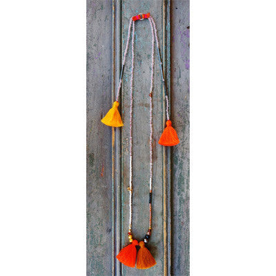 Orange and Yellow Carmen Tassel Necklace