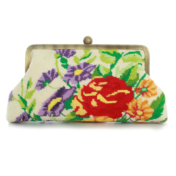 Classic Flower Sanva Beige Clutch