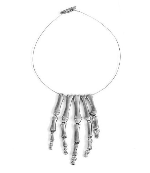 Silver Plated Hand Fingers Necklace