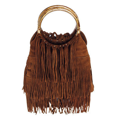 Brown Taj Mahal Fringe Bag