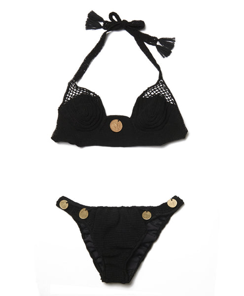 Black Maya Macrame Bikini