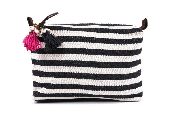 Large Black And White Valerie Cosmetic Bag