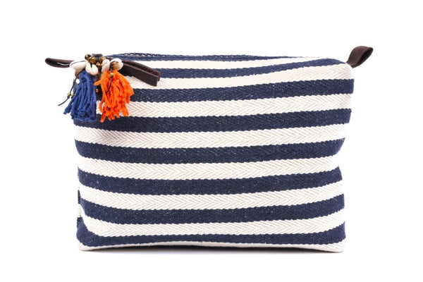 Large Navy And White Valerie Cosmetic Bag