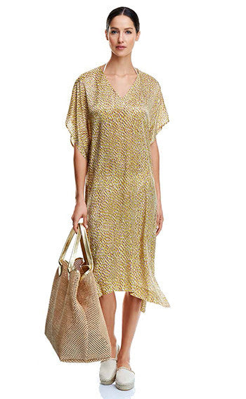 Yellow Silk Damla Caftan