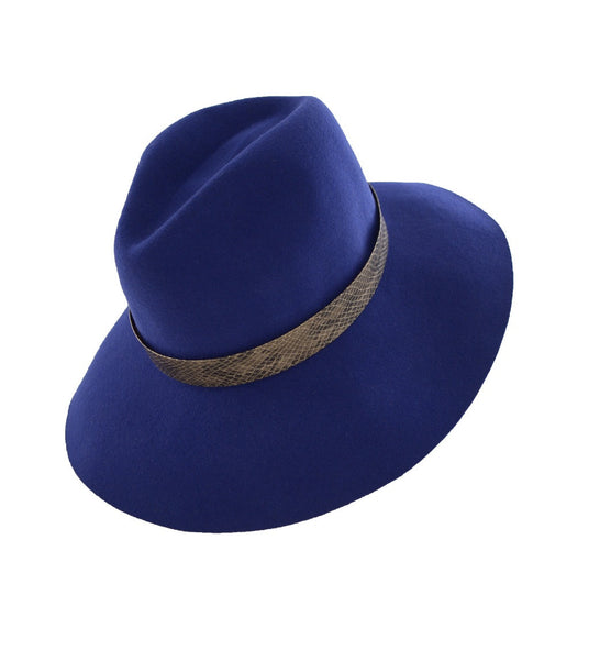 Klein Blue Faux Python Felt Shade Hat