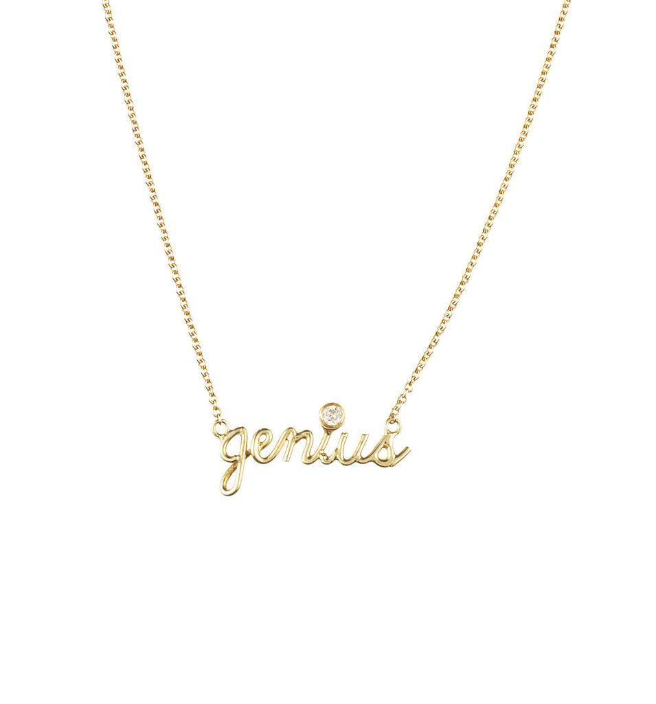 14K Rose Gold Single Cut Diamond Pendant Genius Necklace