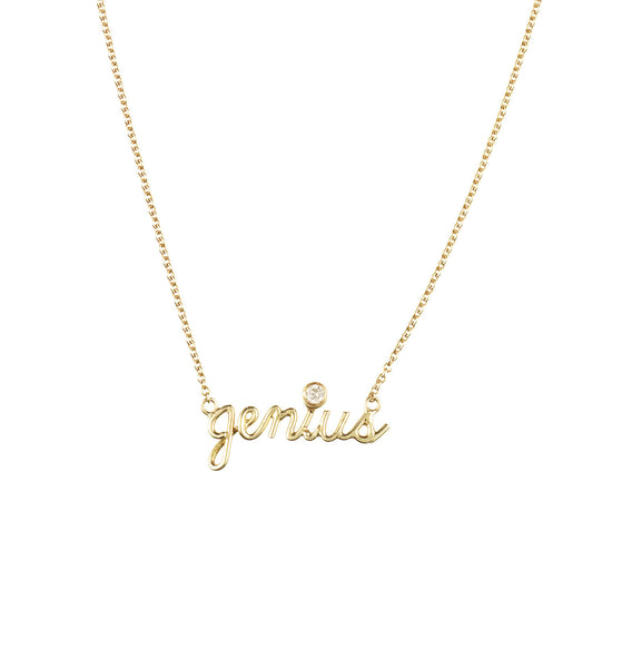 14K Rose Gold Single Cut Diamond Pendant Genius Necklace