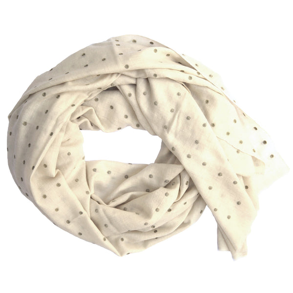 Cream & Gold Geo Polka Cashmere Scarf