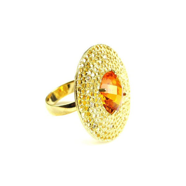 Gold Meteorite Round Ring