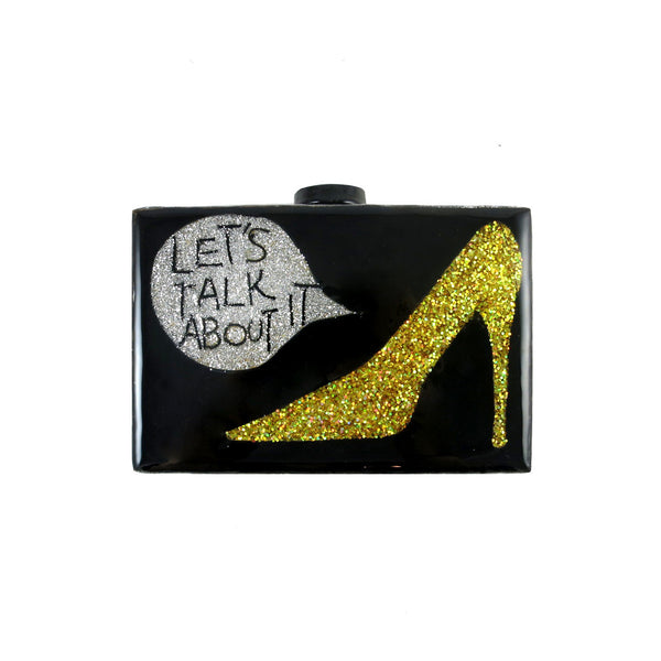 Phrase & Glitter Resin Clutch