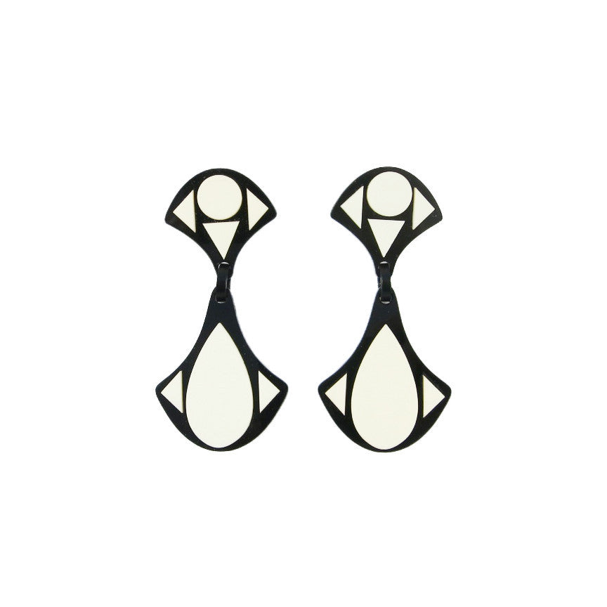 Deco Triangle Semi Precious Stone Earrings