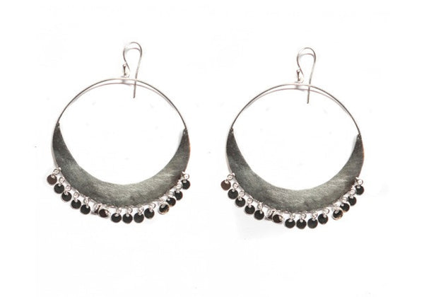 Silver Hanging Circles Hoop Earrings