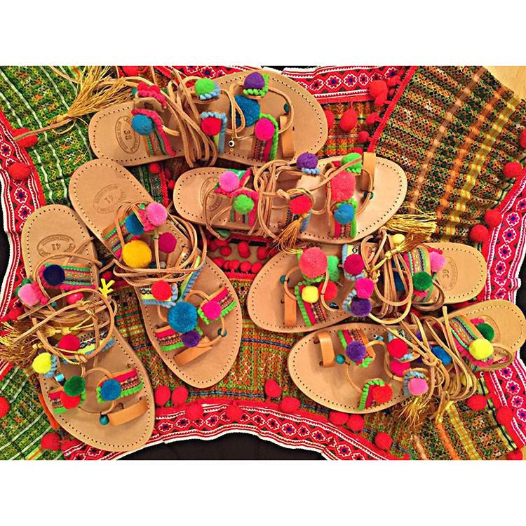 Mykonos Pom Pom Gladiator Sandal