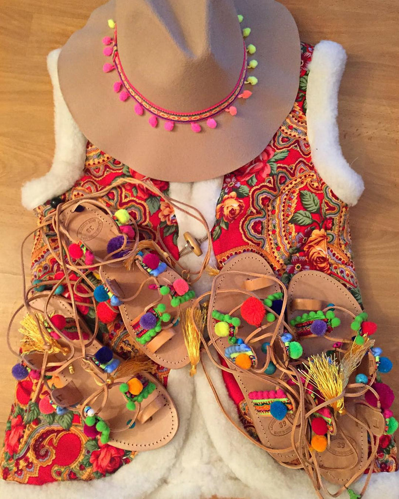 Mykonos Pom Pom Gladiator Sandal