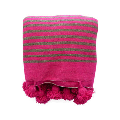 Striped Pom Pom Throw