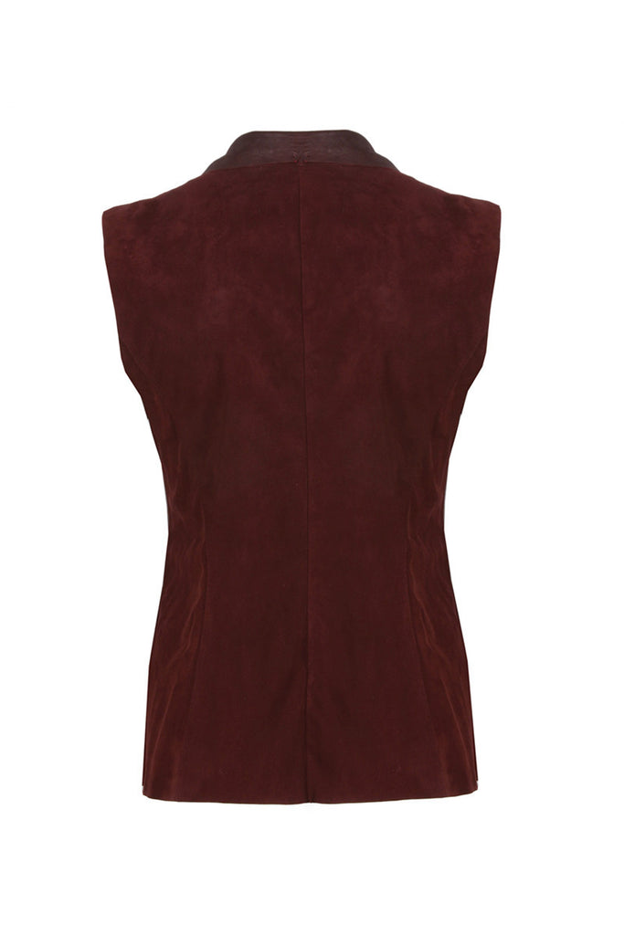 Burgundy Suede Fringe Vest