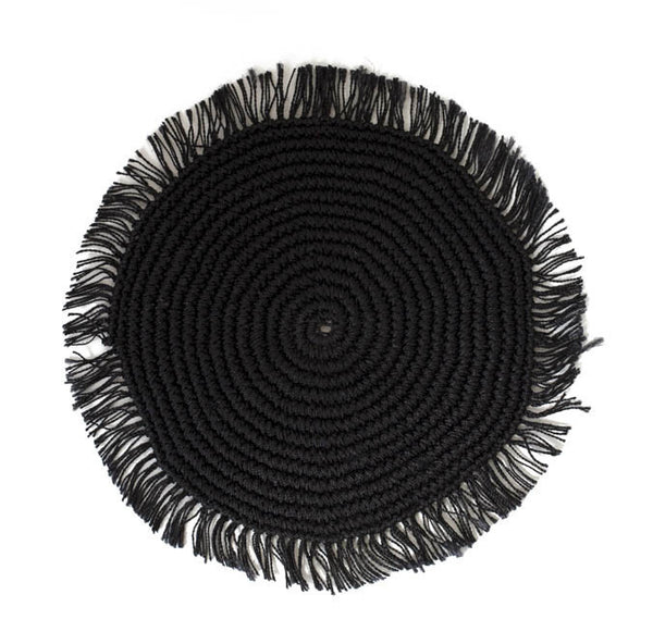 Black Fringed Henequen Placemats