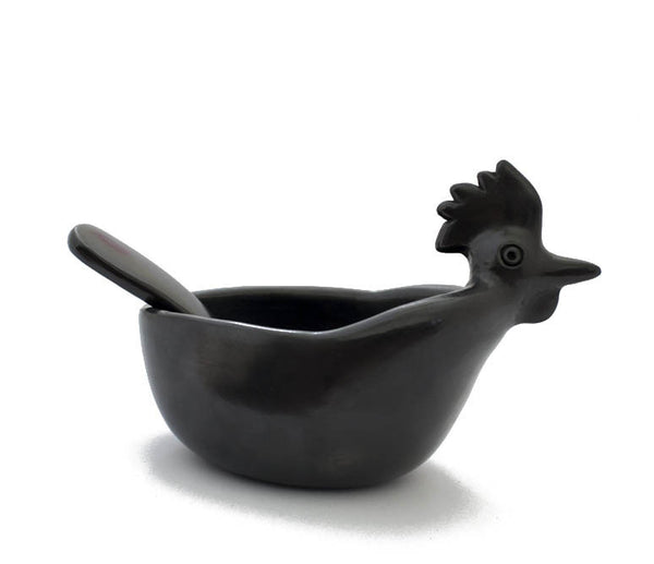 Black Pottery Hen Sauce Dish