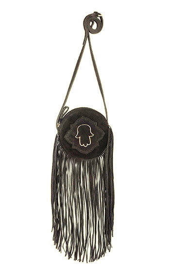 Dark Brown Suede Rez Mini Fringe Bag