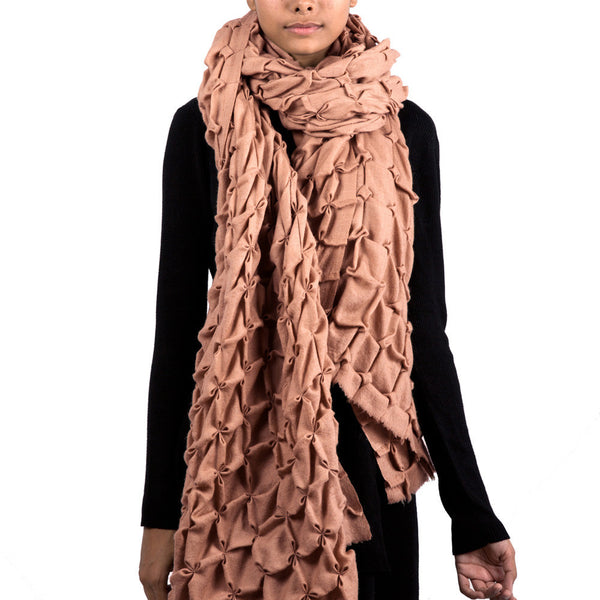 Latte Structure Box Cashmere Scarf