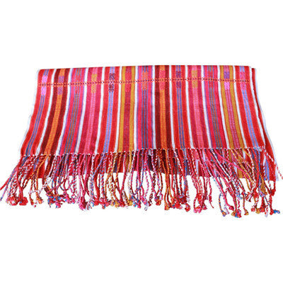 Red Multi Mexican Textile Scarf or Table Runner