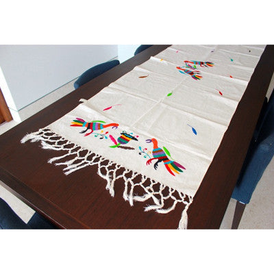 White and Multi Motif Otami Table Runner