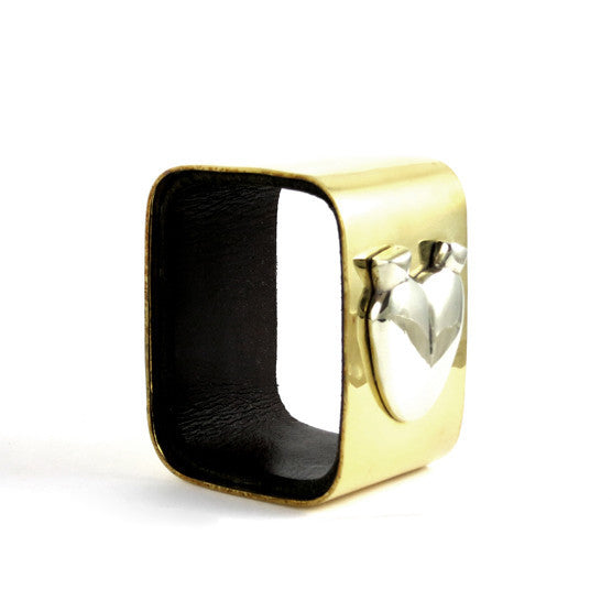 Brass Heart Square Cuff