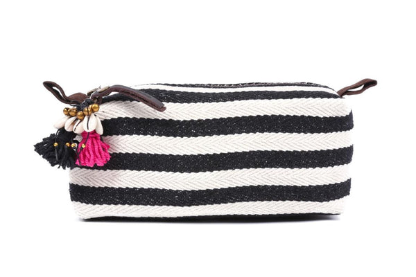 Small Black And White Valerie Cosmetic Bag